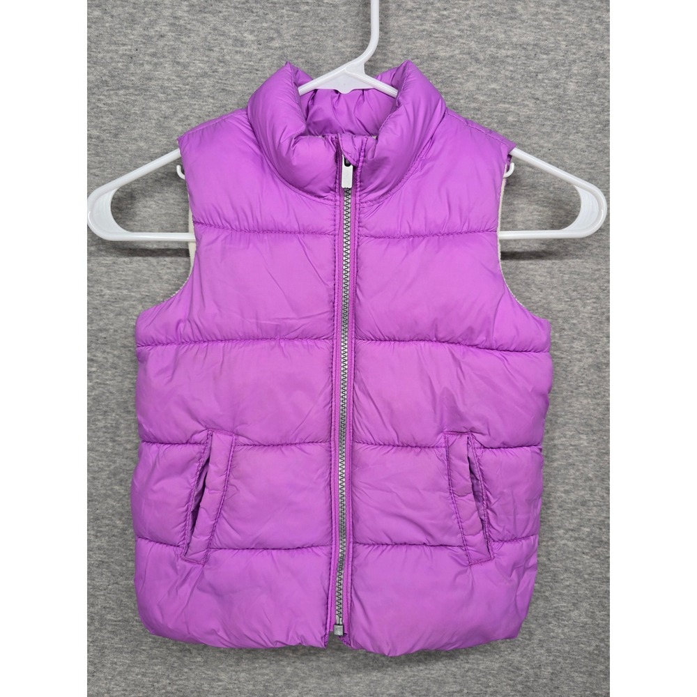 Old Navy Kids Purple Puffer Vest Fleece Lined Full Zip Orchid 4T S/285220-04